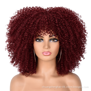 Wholesale supplier afro kinky curly synthetic headband wigs for black women short headband wigs high temperature resistant fiber